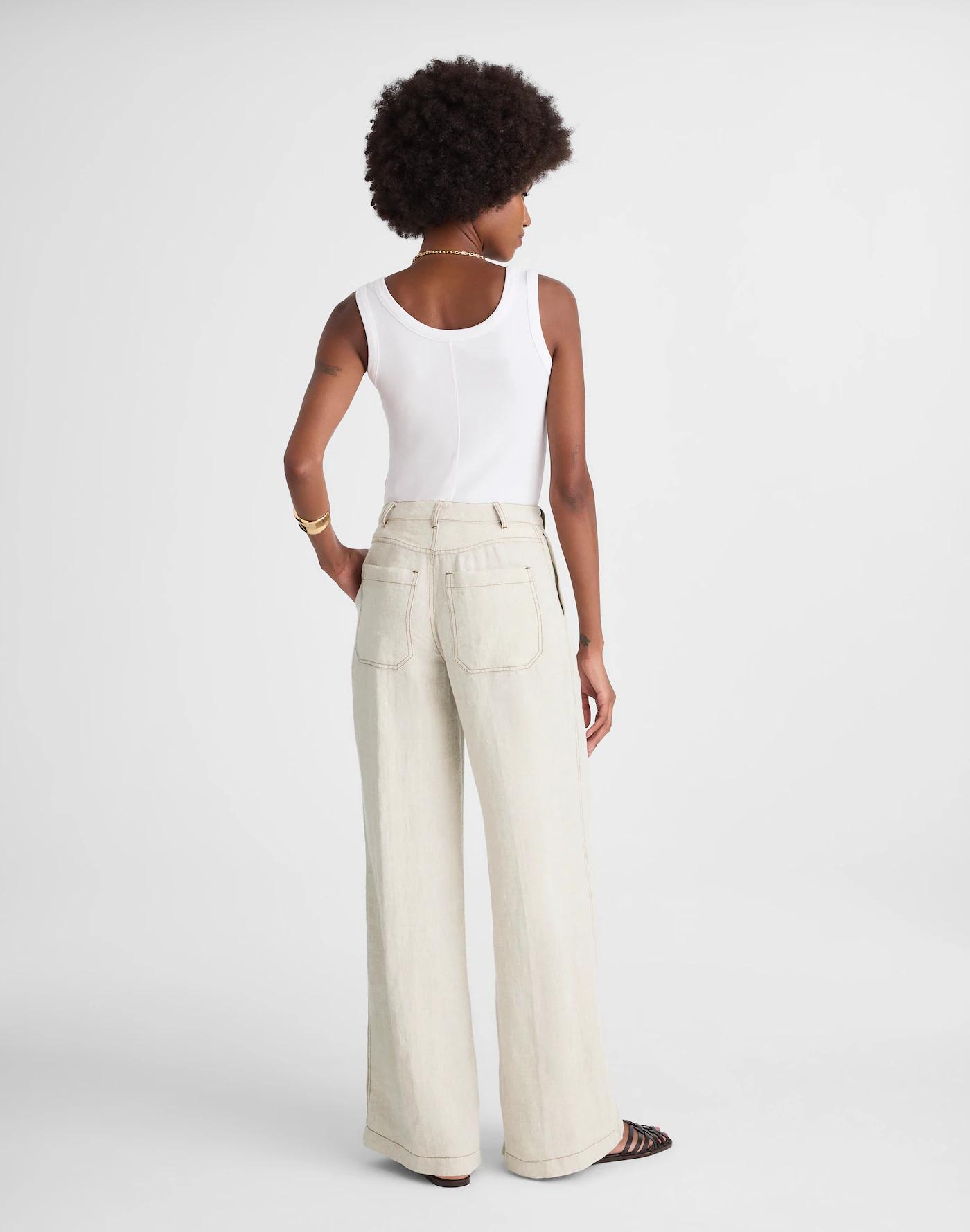 The Zoe Relaxed Wide Pant in 100% Linen Product Image