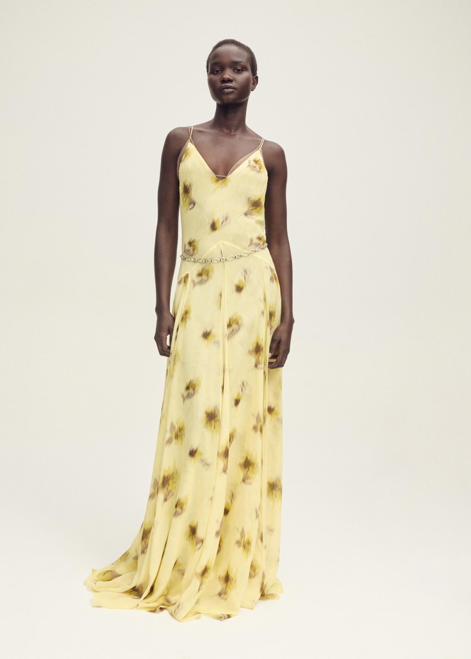 Long floral-print dress - Women | MANGO USA Product Image