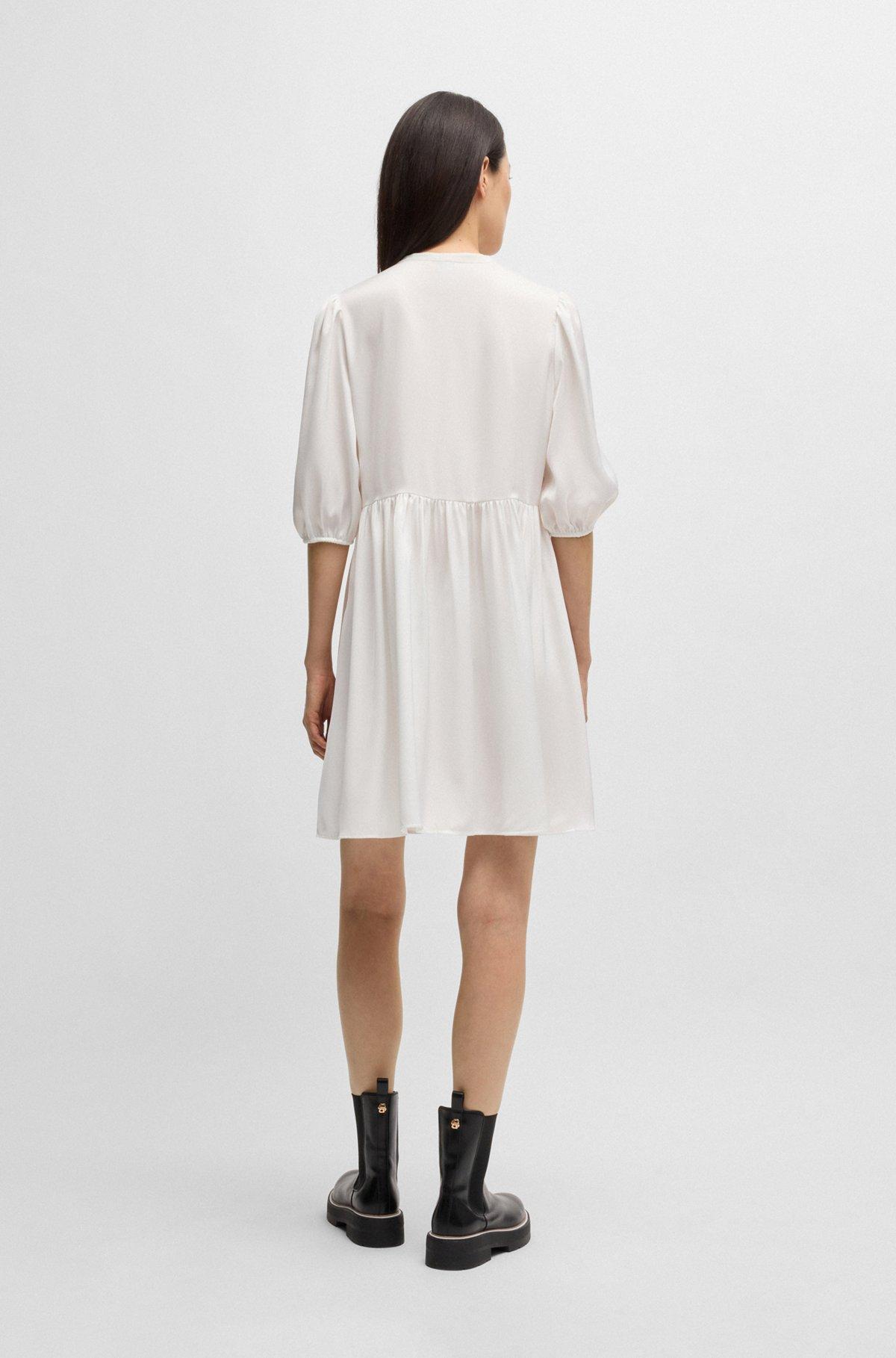 Hammered-satin dress with tie neckline Product Image
