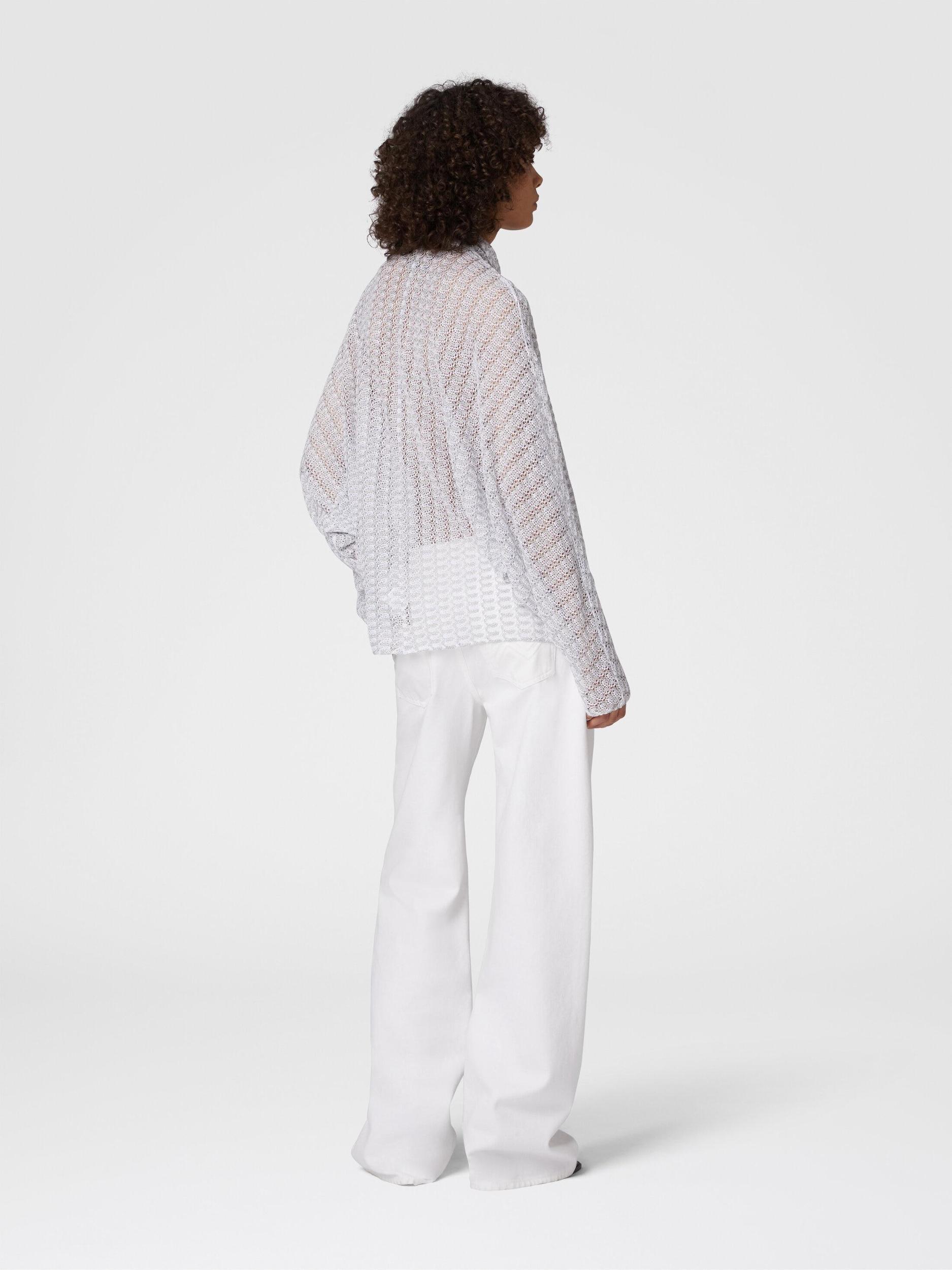 Lamé viscose lace blouse with sash collar Product Image