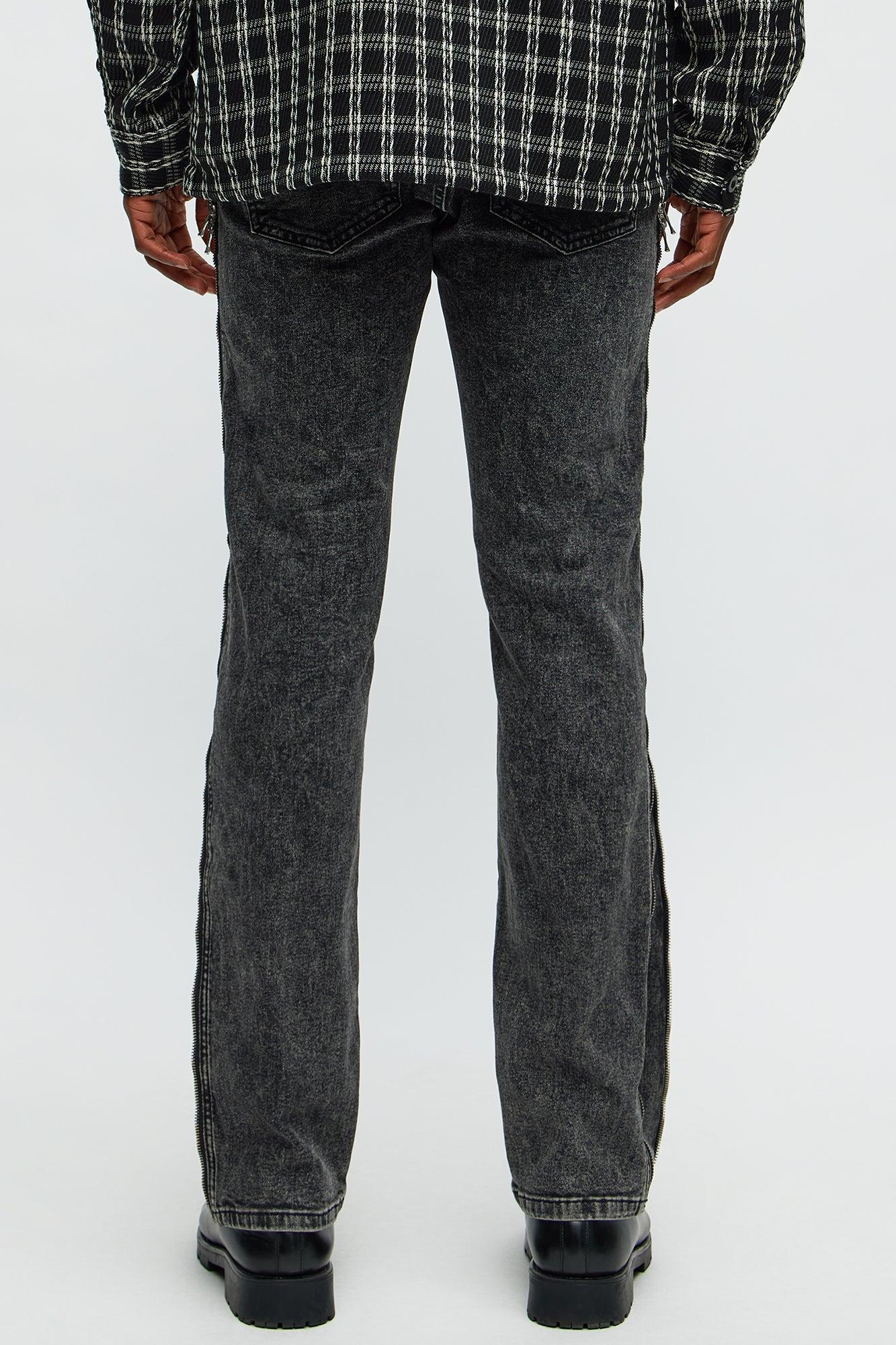 Up And Down Zipper Slim Jeans - Black Wash Product Image