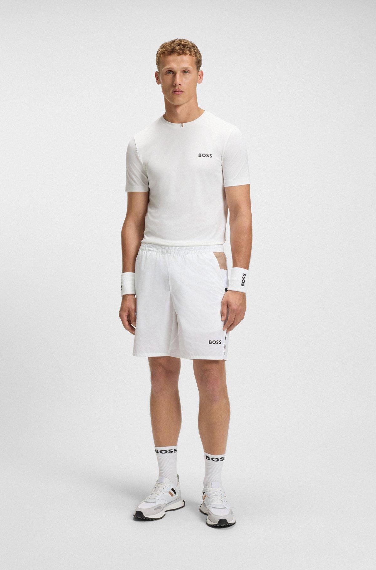BOSS - Active tennis shorts in stretch fabric with moisture management - White Product Image