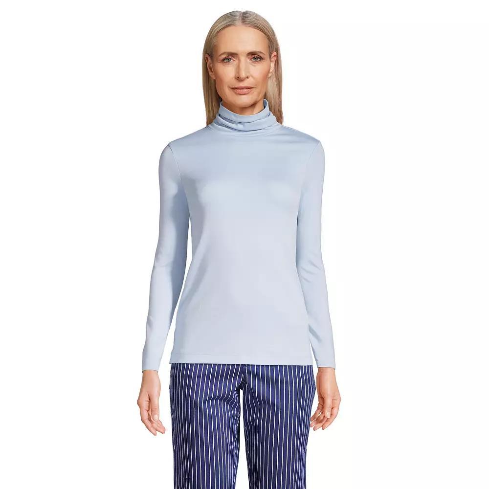 Womens Lands End Supima Cotton Long Sleeve Turtleneck Radiant Blue Product Image