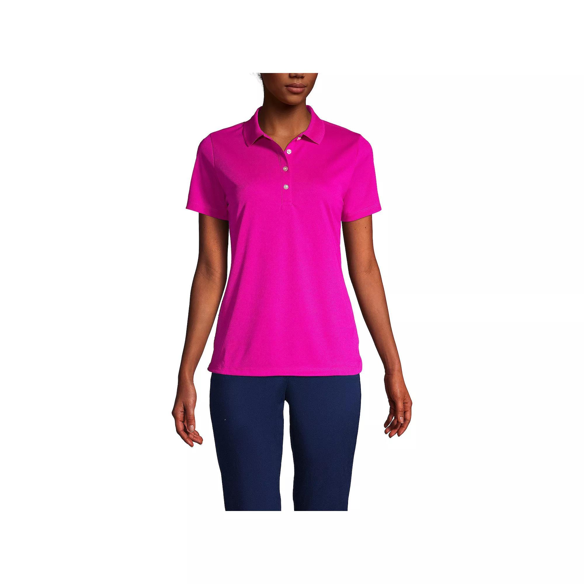 Women's Lands' End Short Sleeve Solid Active Polo Shirt, Size: XL, True Blue Product Image
