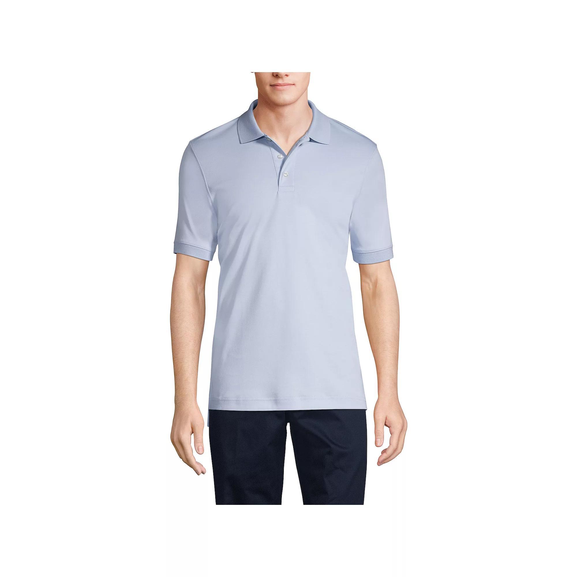 Men's Lands' End Short Sleeve Interlock Polo Shirt, Size: Small, White Product Image