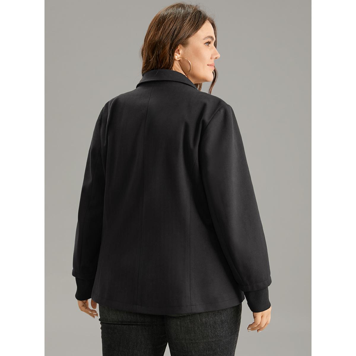 Plus Size Indigo Plisse Satin Button Up Curved Hem Blouse Women Office Long Sleeve Shirt collar Work Blouses BloomChic 18-20/2X Product Image