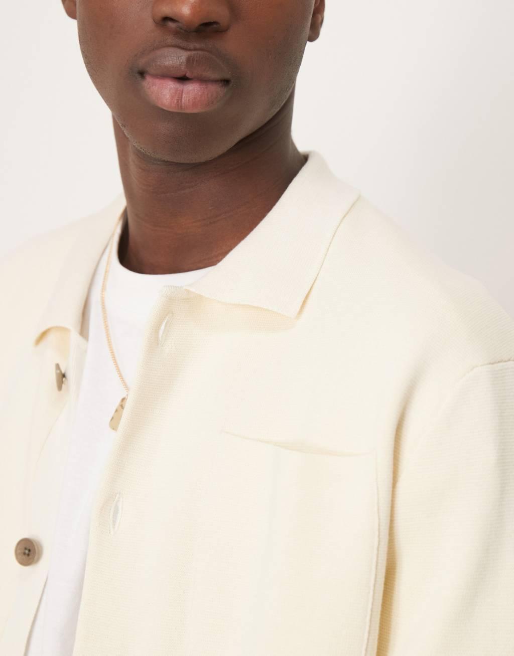Selected Homme knit cardigan with pockets in cream Product Image