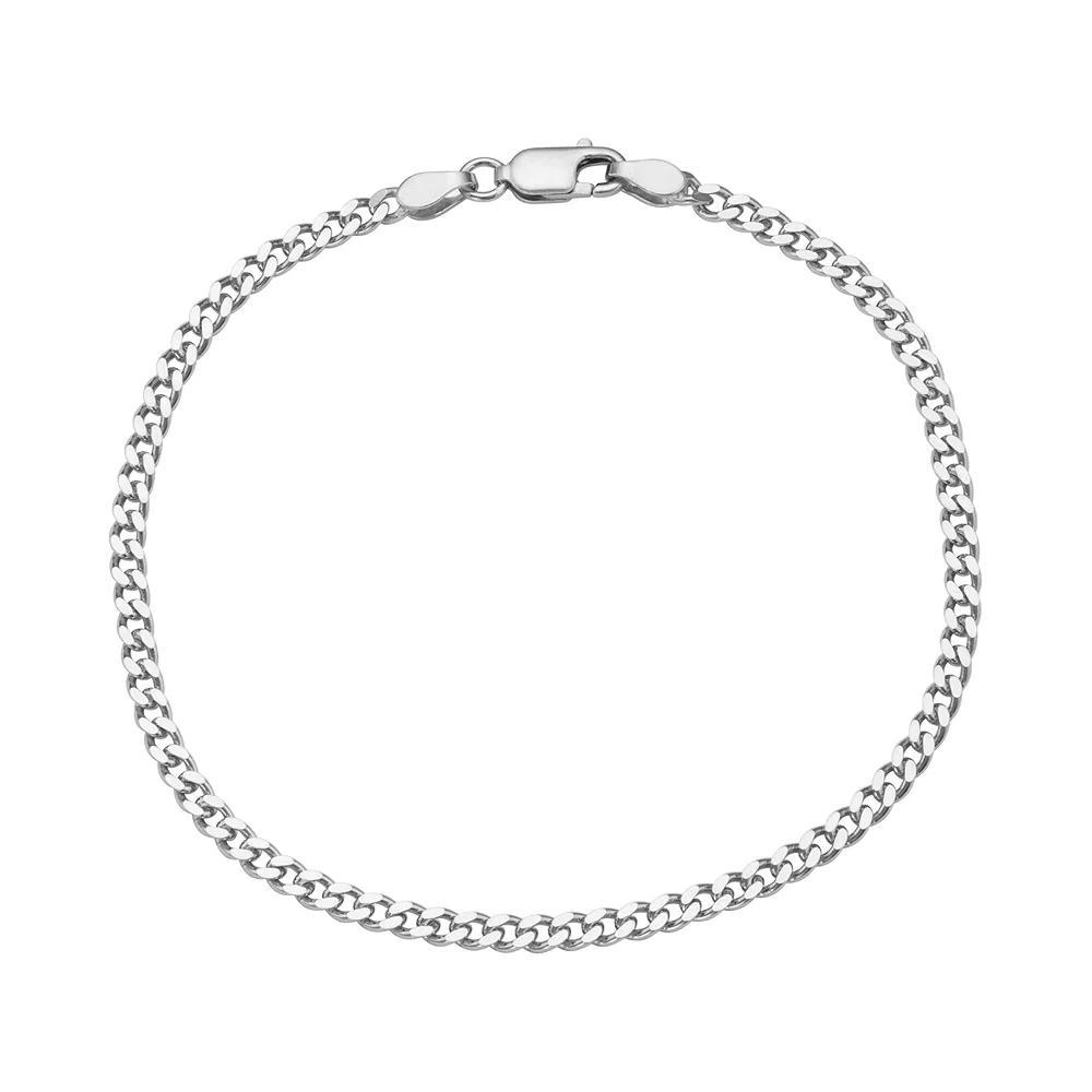 Jordan Blue Sterling Silver Curb Chain Bracelet, Women's, Size: 7.5", Rhodium Product Image