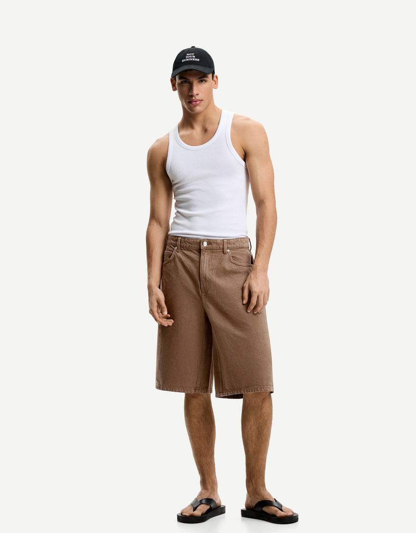 Baggy denim Bermuda shorts Product Image