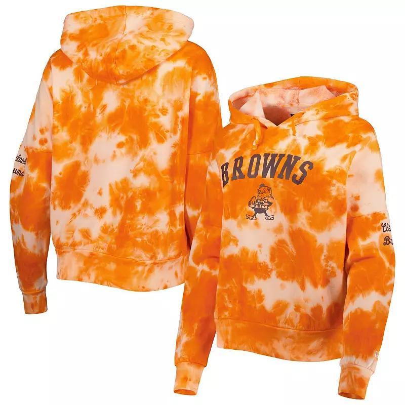 Women's New Era Orange Cleveland Browns Cloud Dye Fleece Pullover Hoodie, Size: XS Product Image