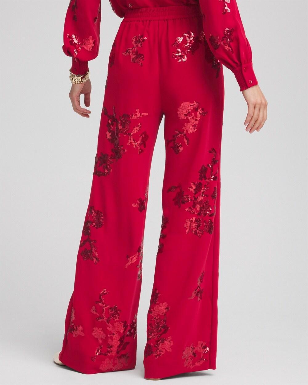 Floral Sequin Wide Leg Pants Product Image