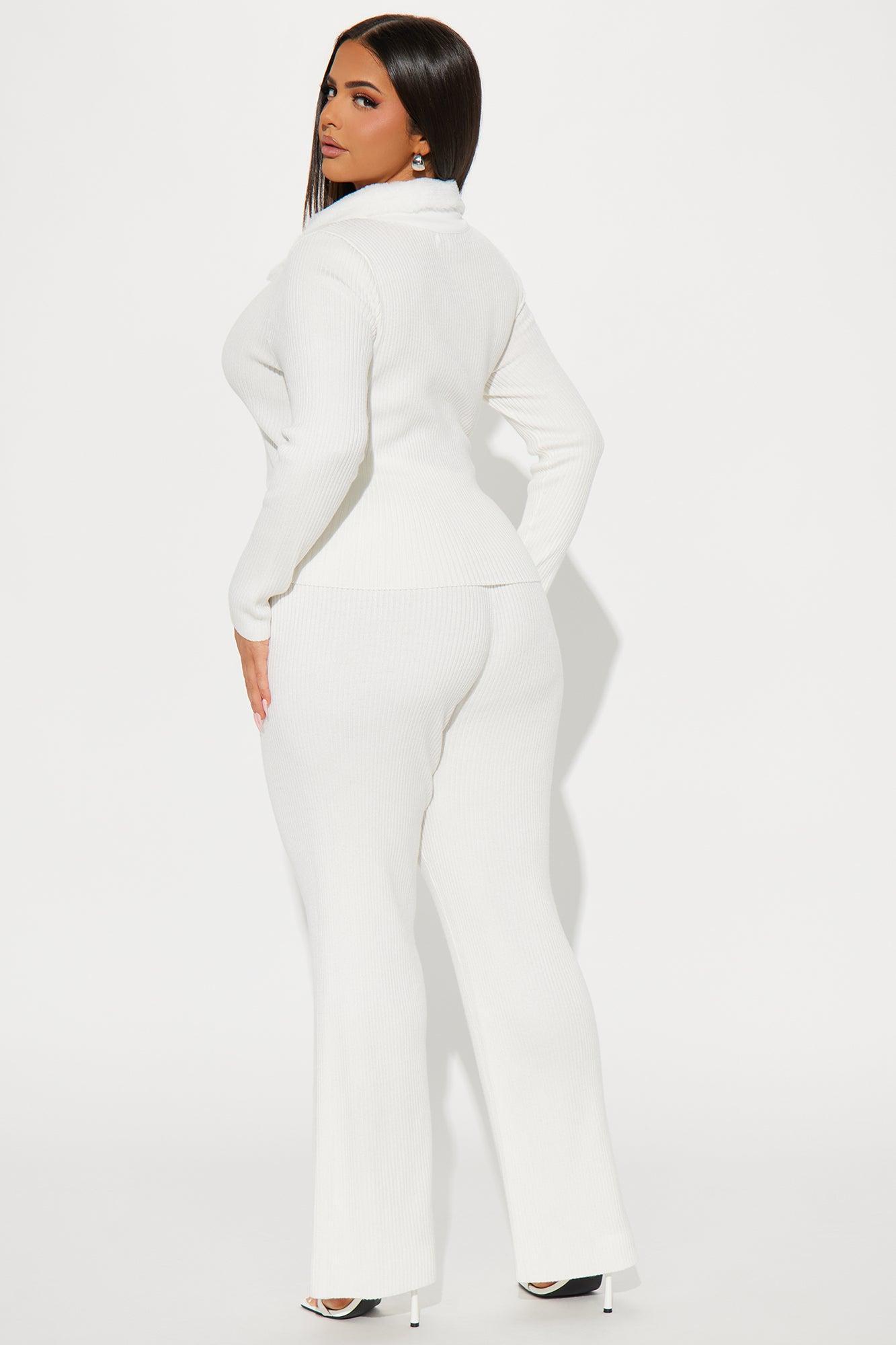 Cozy Up Ribbed Sweater Pant Set - Ivory Product Image
