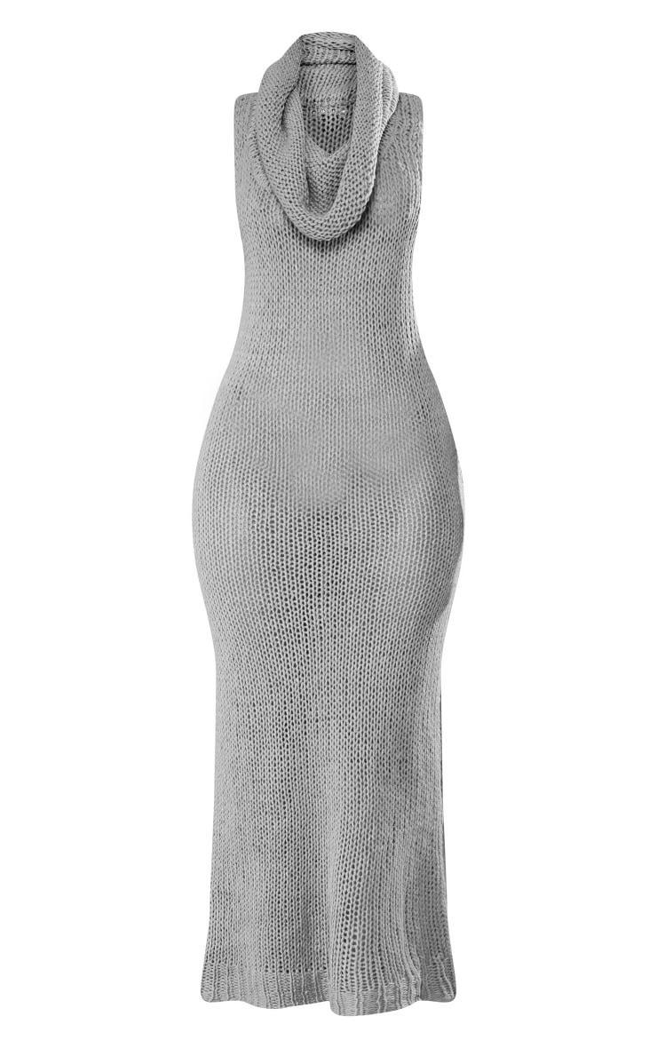 Petite Grey Roll Neck Knitted Midaxi Dress Product Image