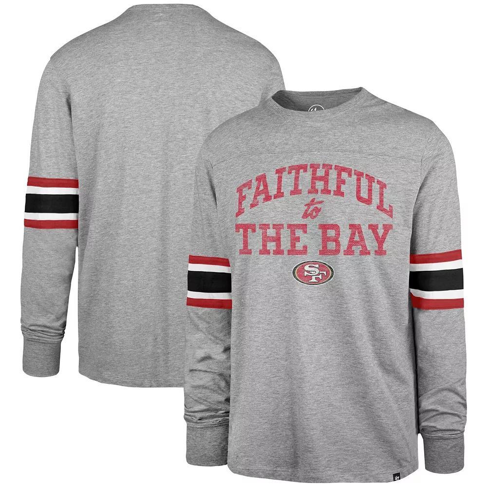 Men's '47 Gray San Francisco 49ers Faithful to The Bay Cover Two Brex Long Sleeve T-Shirt, Size: Medium, Grey Product Image