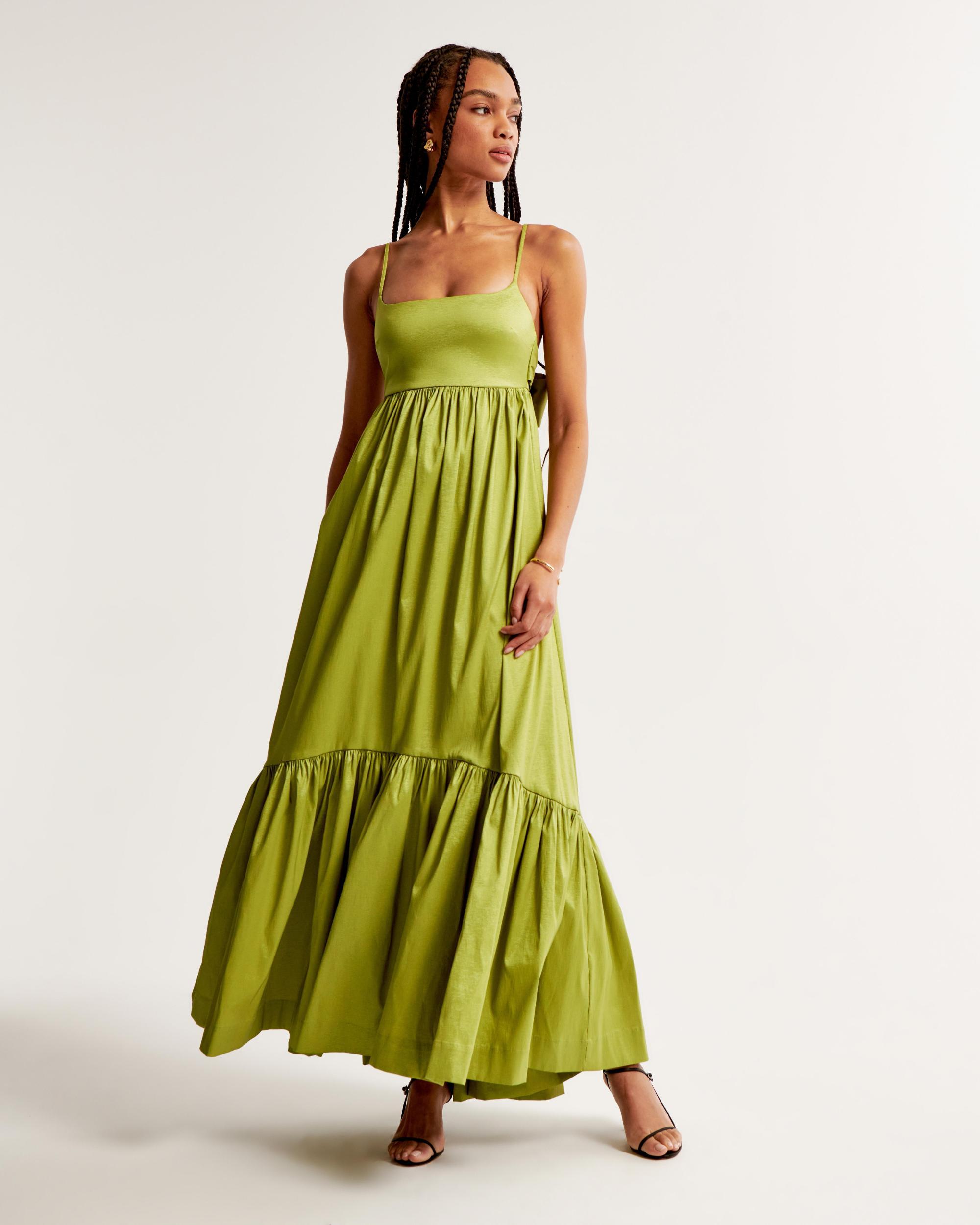 Drama Bow-Back Taffeta Maxi Dress Product Image