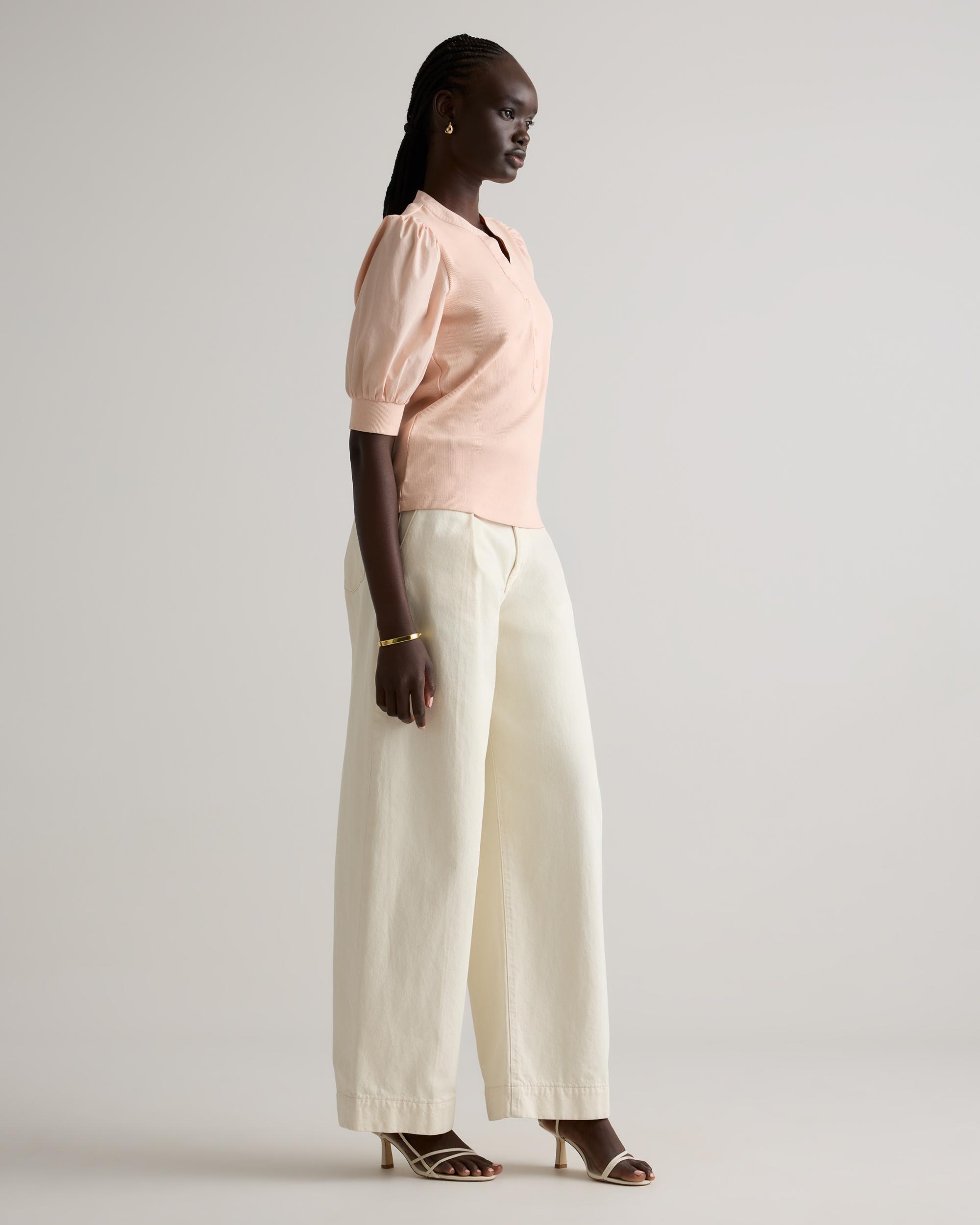 Quince | Women's Cotton Mixed Media Puff Sleeve Top Tencel Product Image