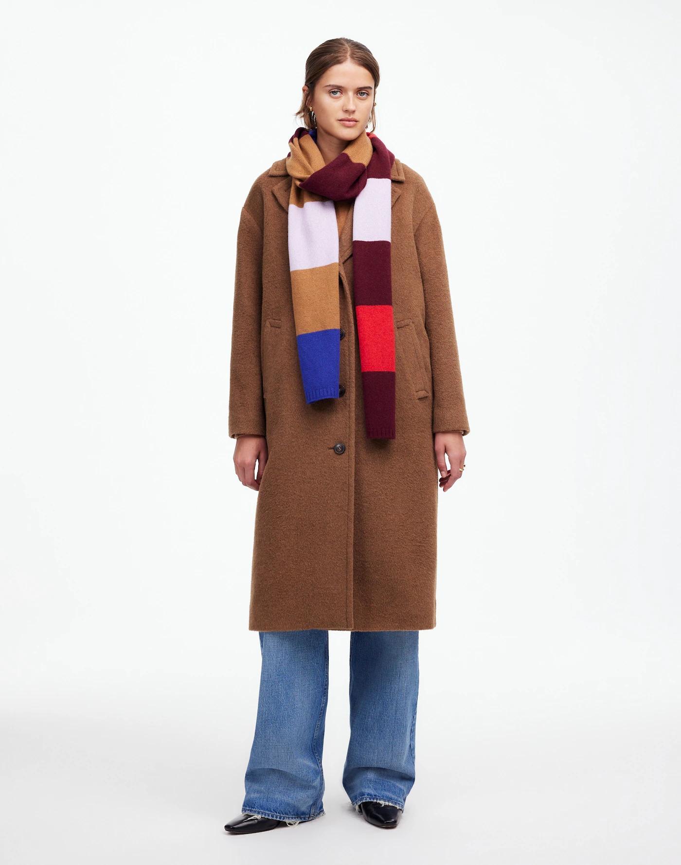 Cashmere-Wool Blend Skinny Scarf in Stripe Product Image