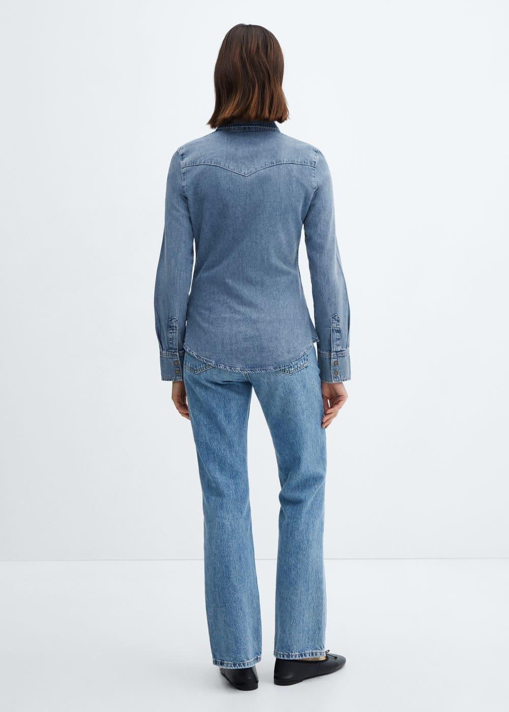 Mango Womens Chest-Pocket Denim Shirt Product Image