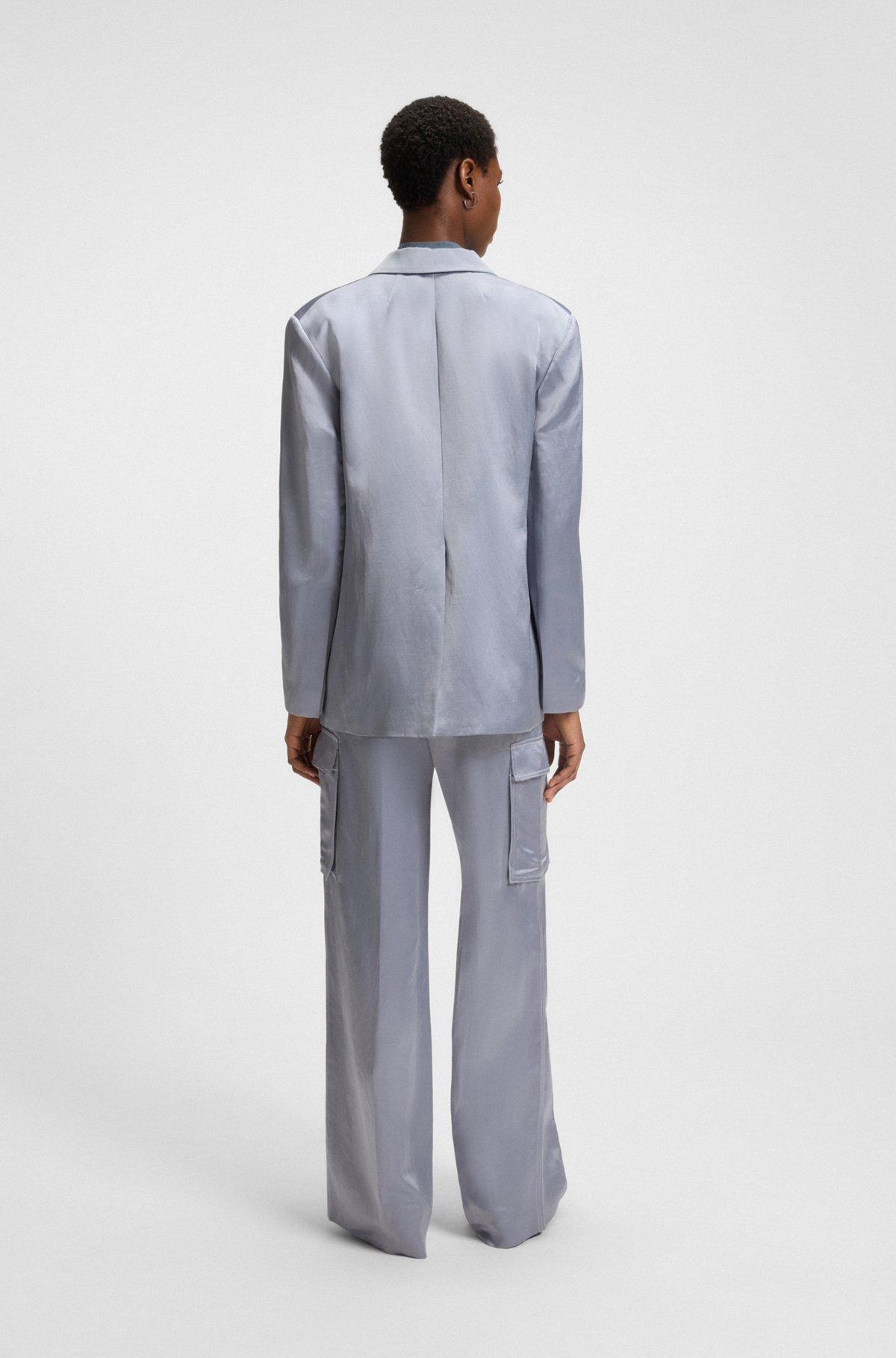 BOSS - Relaxed-fit blazer in sateen - Light Grey Product Image