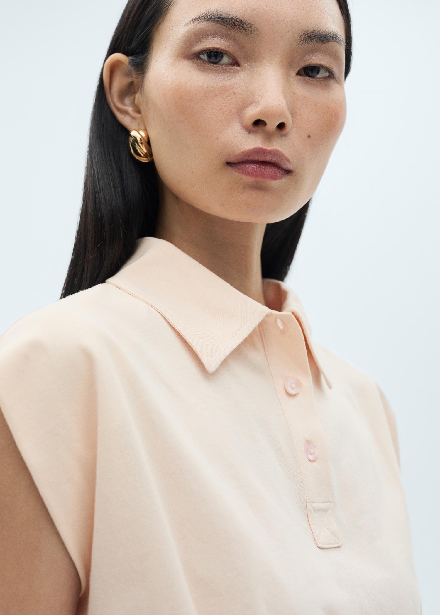Short-sleeved cotton polo shirt - Women | MANGO USA Product Image