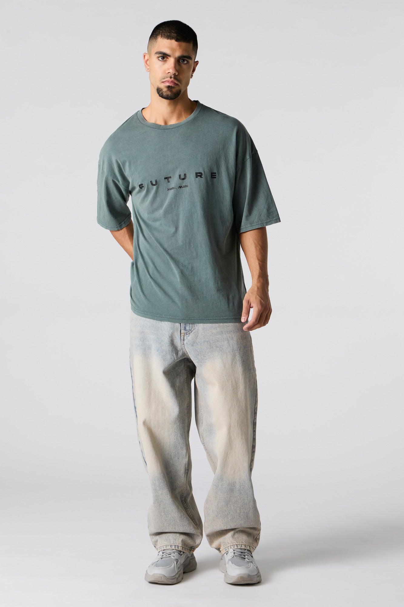 Embroidered Back Oversized Graphic T-Shirt Male Product Image