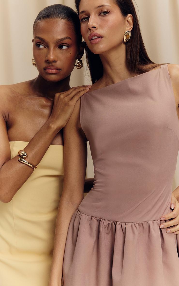 Taupe Dropped Waist Midaxi Dress Product Image