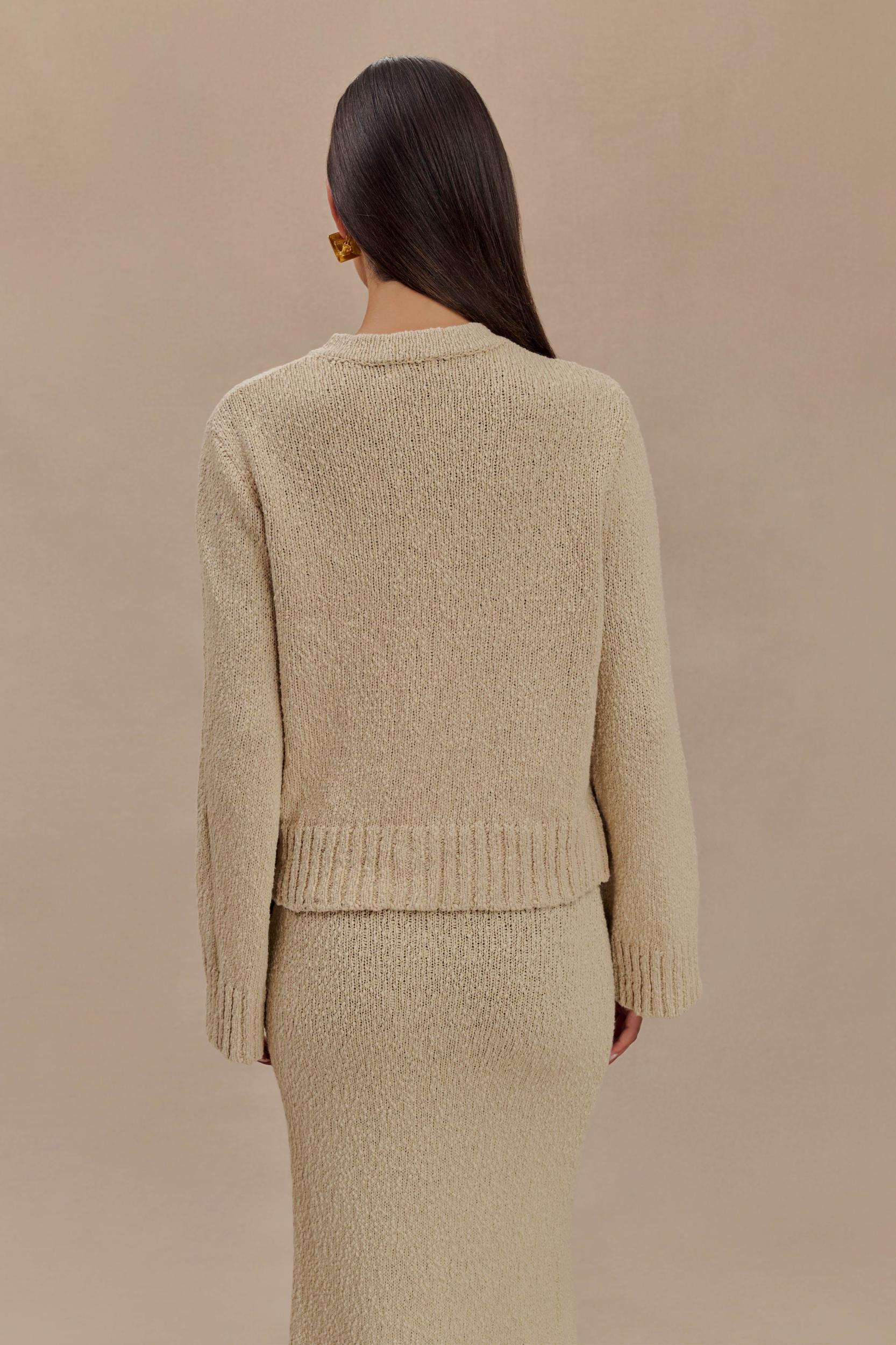 Moira Oversized Boucle Cardigan - Wheat Product Image