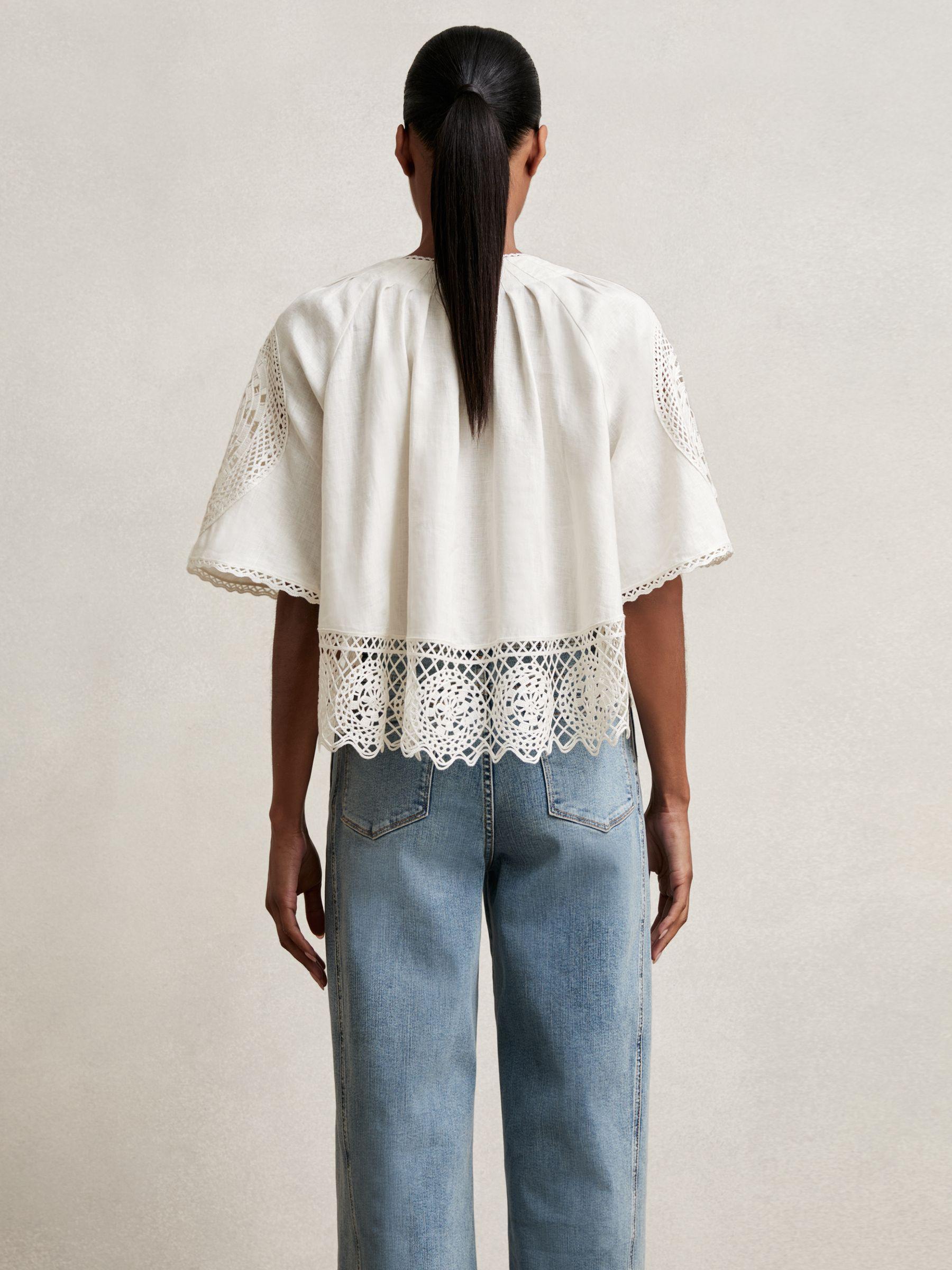 Linen Embroidered Swing Top in Ivory Product Image