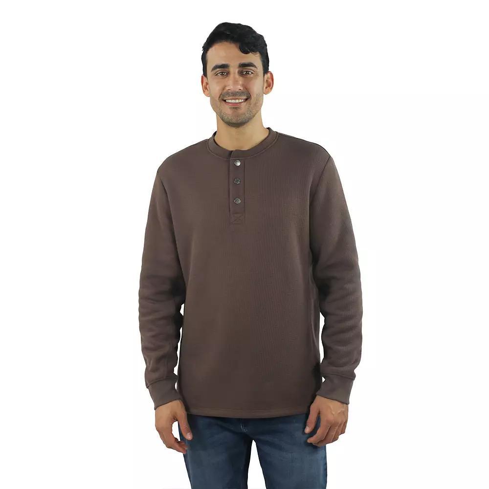 Men's JACHS NY Sherpa-Lined Waffle-Knit Long Sleeve Henley, Size: XL, Brown Product Image