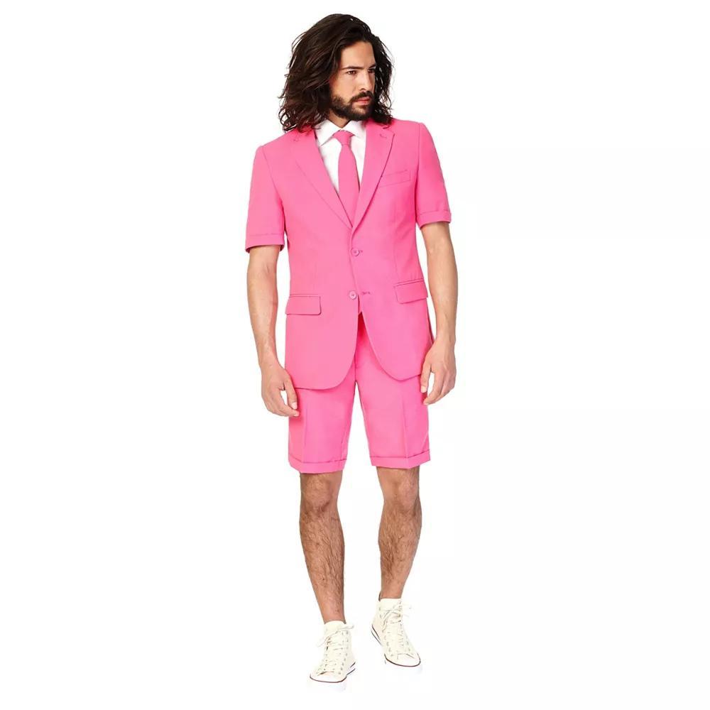 Men's OppoSuits Slim-Fit Novelty Short Sleeve Suit & Tie Set, Size: 42 - Regular, Blue Pink Product Image