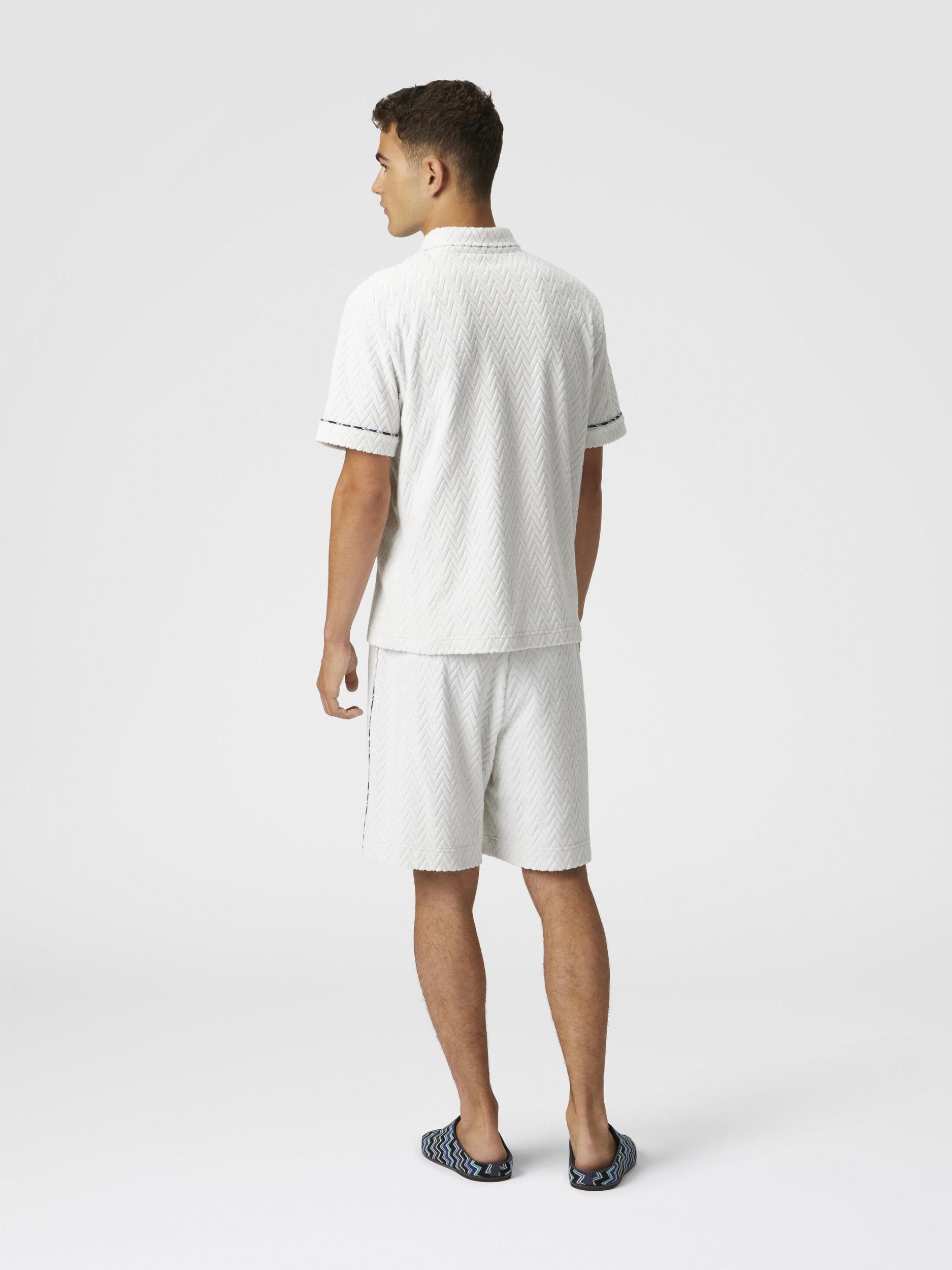 Zig zag cotton terry shorts with contrasting piping Product Image