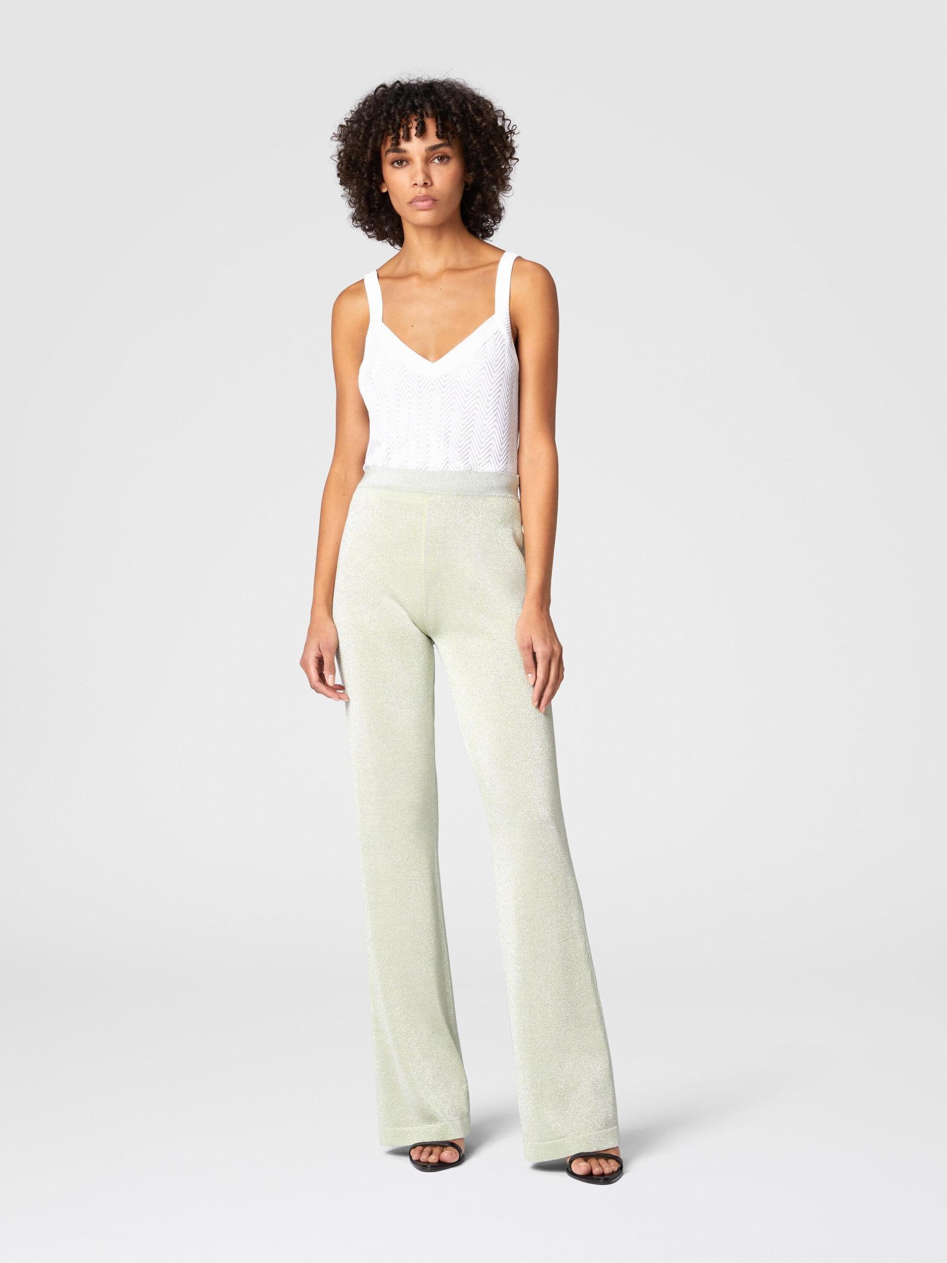 Straight trousers in lamé viscose Product Image