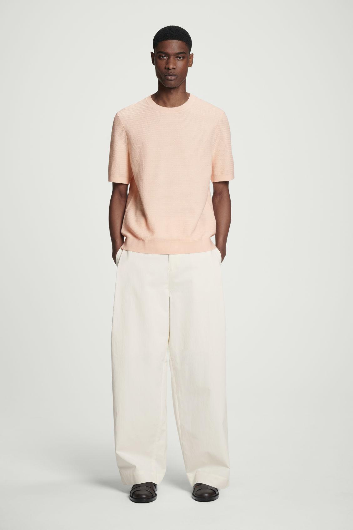 TEXTURED KNITTED COTTON T-SHIRT Product Image