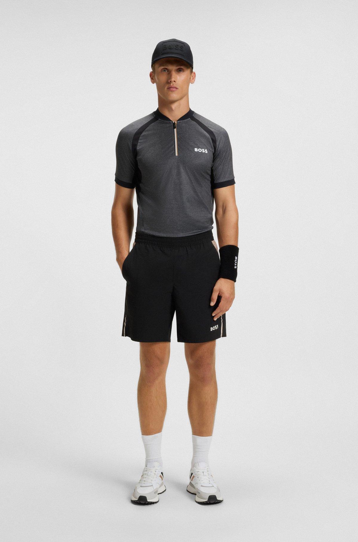 Zip-neck slim-fit polo shirt in mesh jersey Product Image