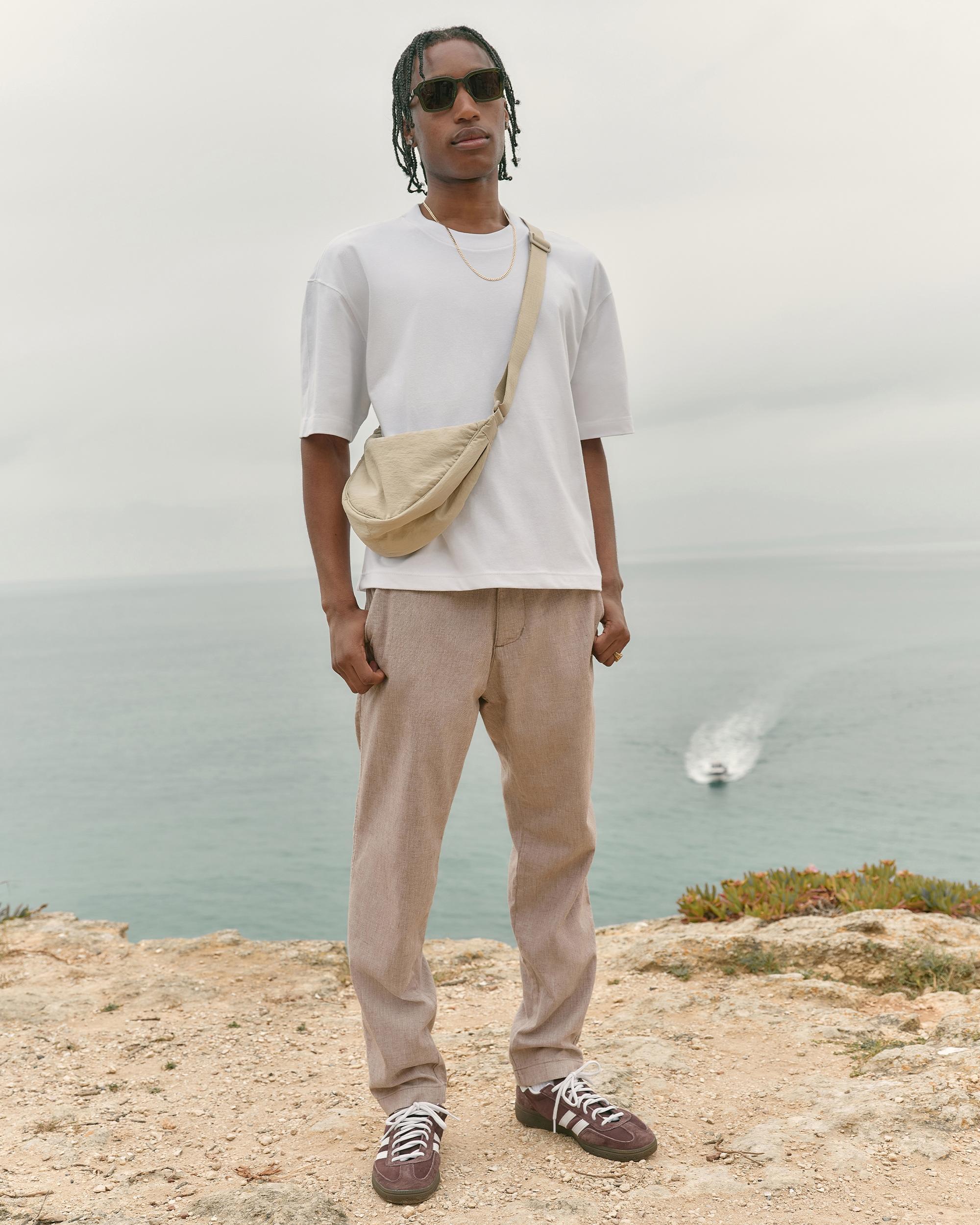 Slim Straight Stretch Linen-Blend Pants Product Image
