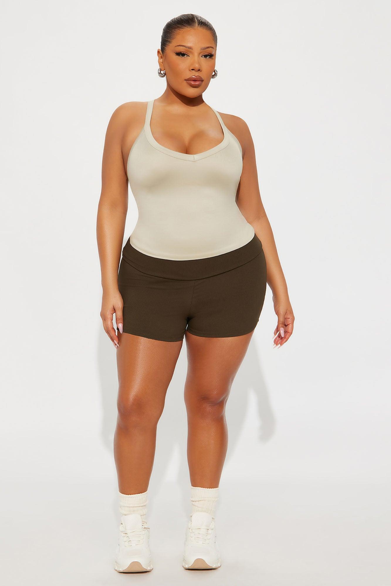 Contour Double Lined V-Neck Tank Top - Stone Female Product Image