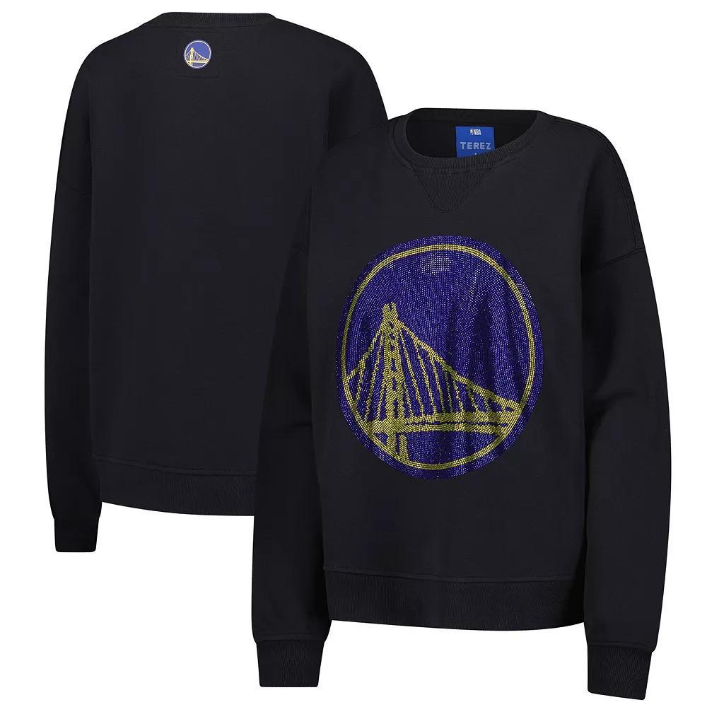 Women's Terez Black Golden State Warriors Gemstone Logo Pullover Sweatshirt, Size: Large Product Image