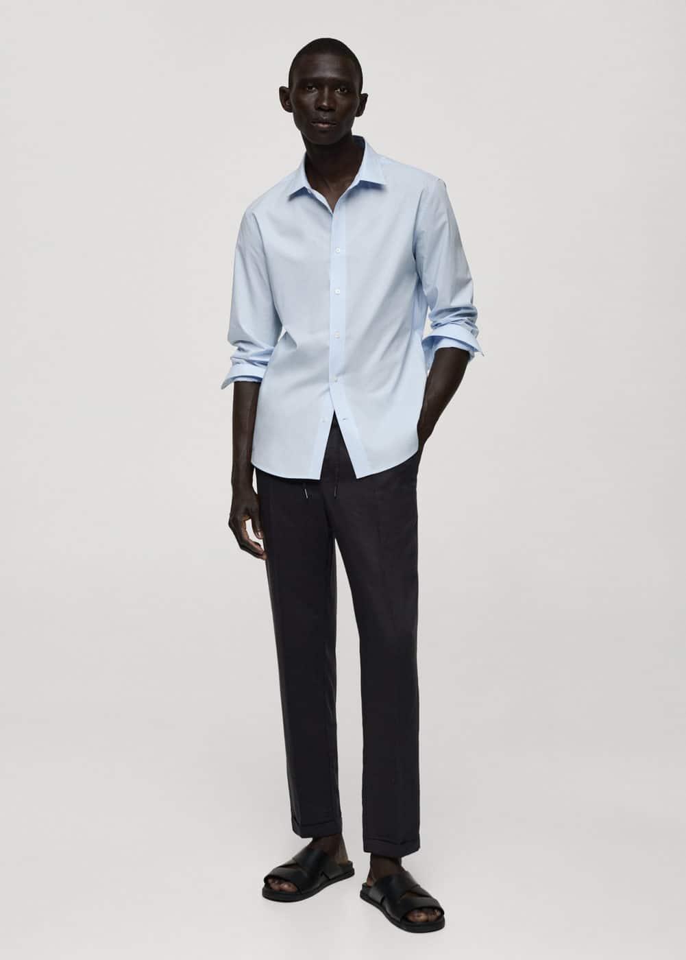 Regular-fit 100% cotton shirt - Men | MANGO USA Product Image