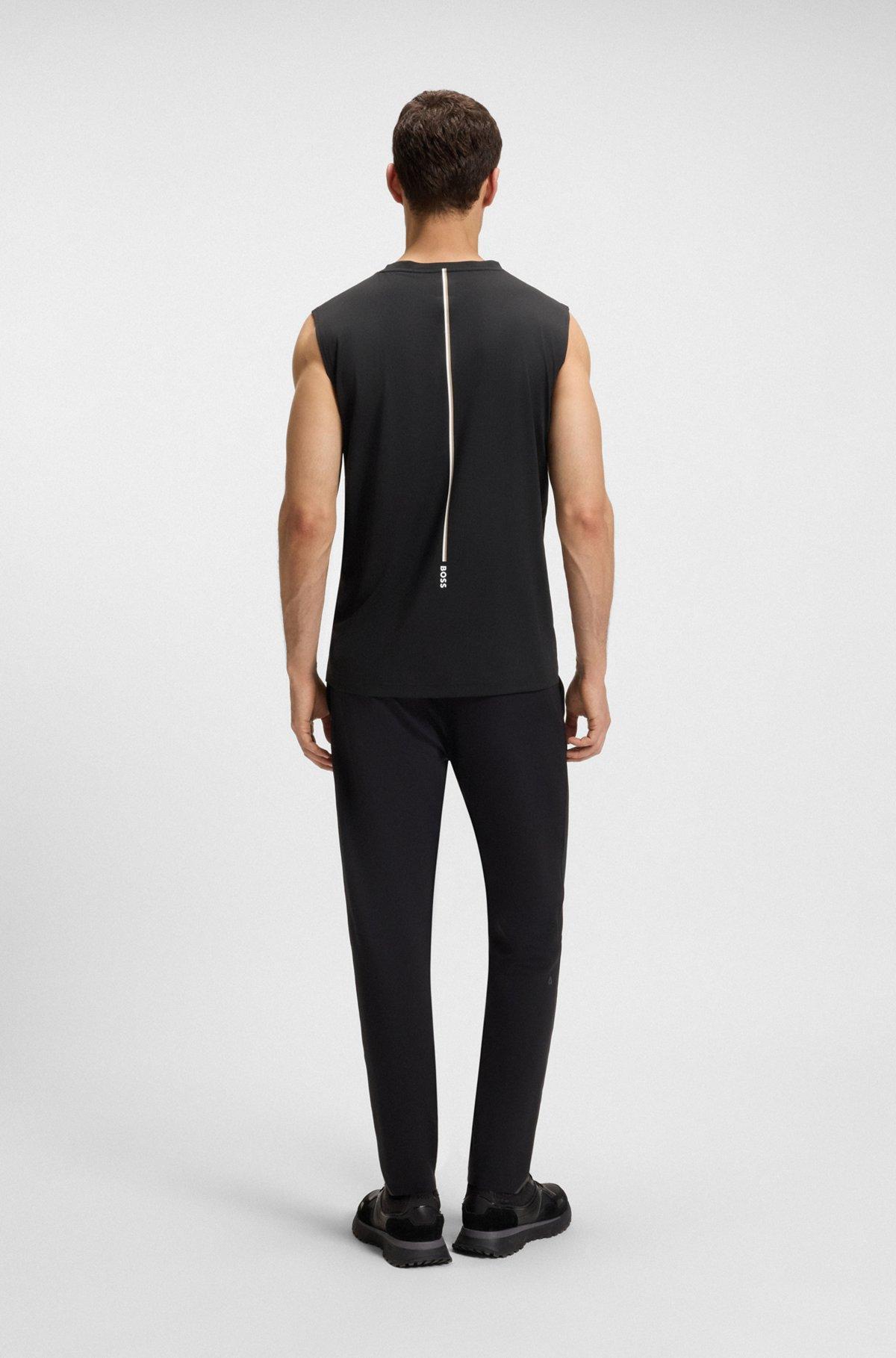 BOSS - Active tank top in stretch fabric with rear stripes - Black Product Image