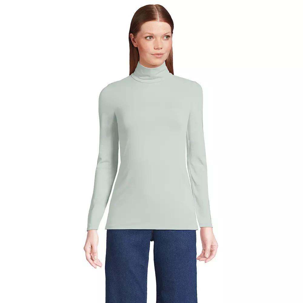 Women's Lands' End Lightweight Fitted Turtleneck, Size: Large, Pink Fog Product Image