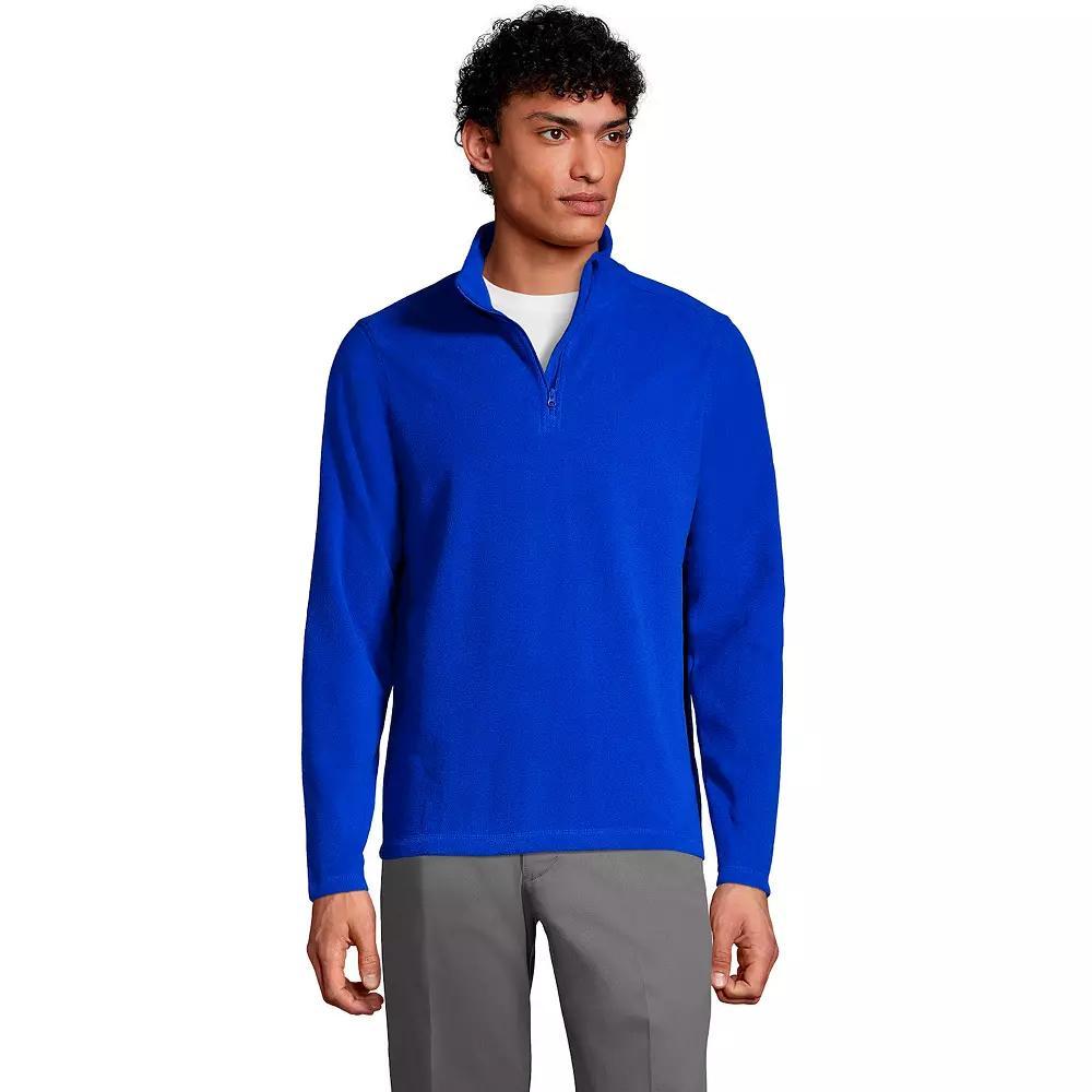Men's Lands' End Lightweight Fleece Quarter Zip Pullover, Size: Large, Blue Product Image
