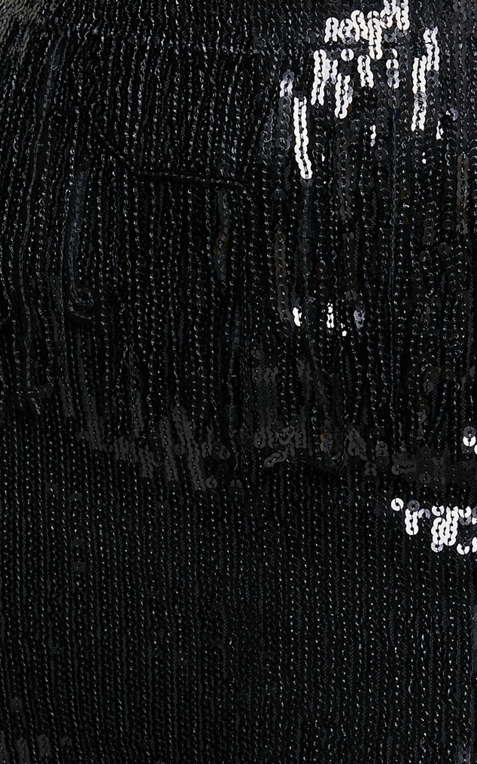 Paris Mini Skirt - Sequin Fringe High Waisted Skirt in Black Product Image
