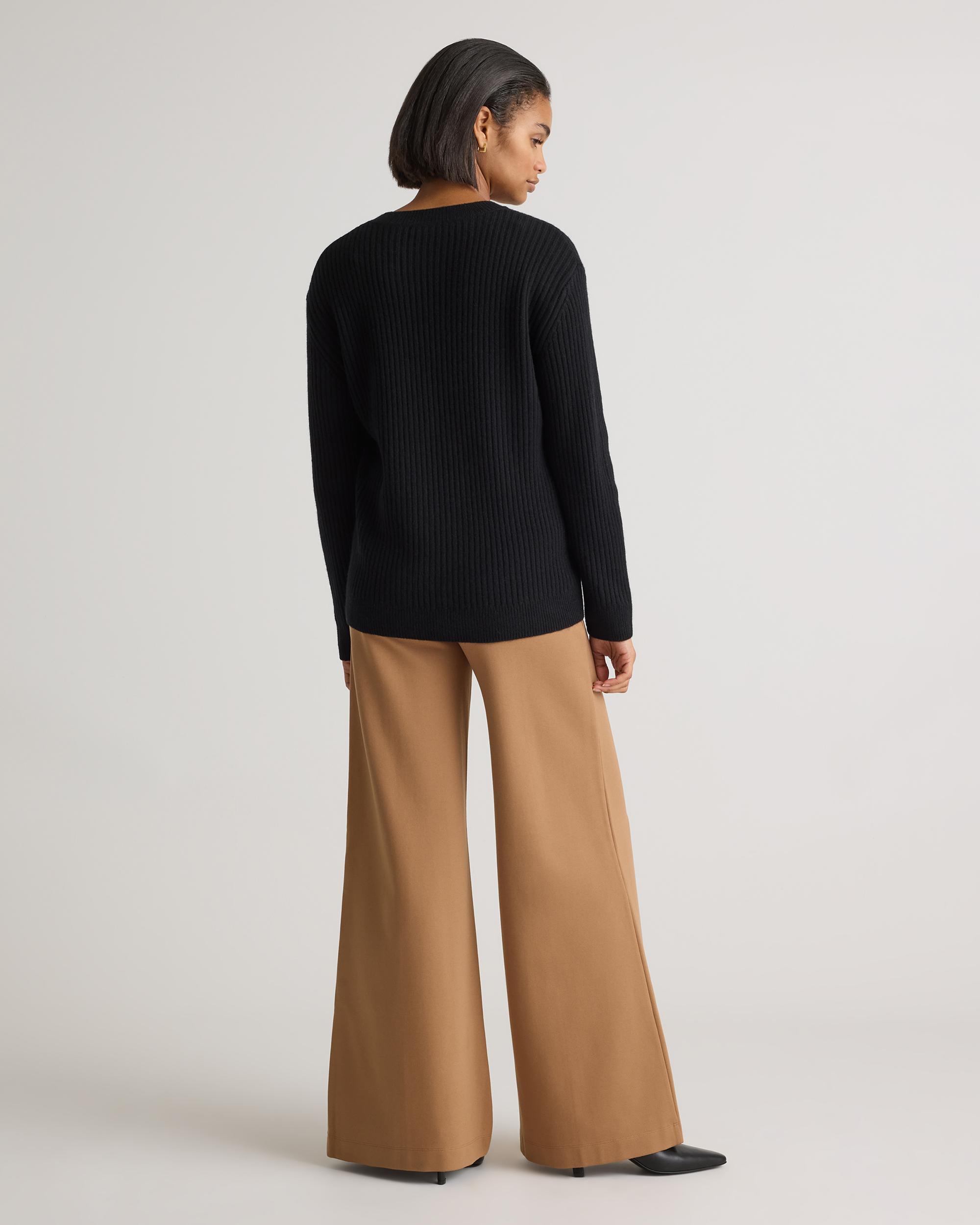 Quince | Women's Mongolian Cashmere Relaxed Wide-Rib Crewneck Sweater Product Image