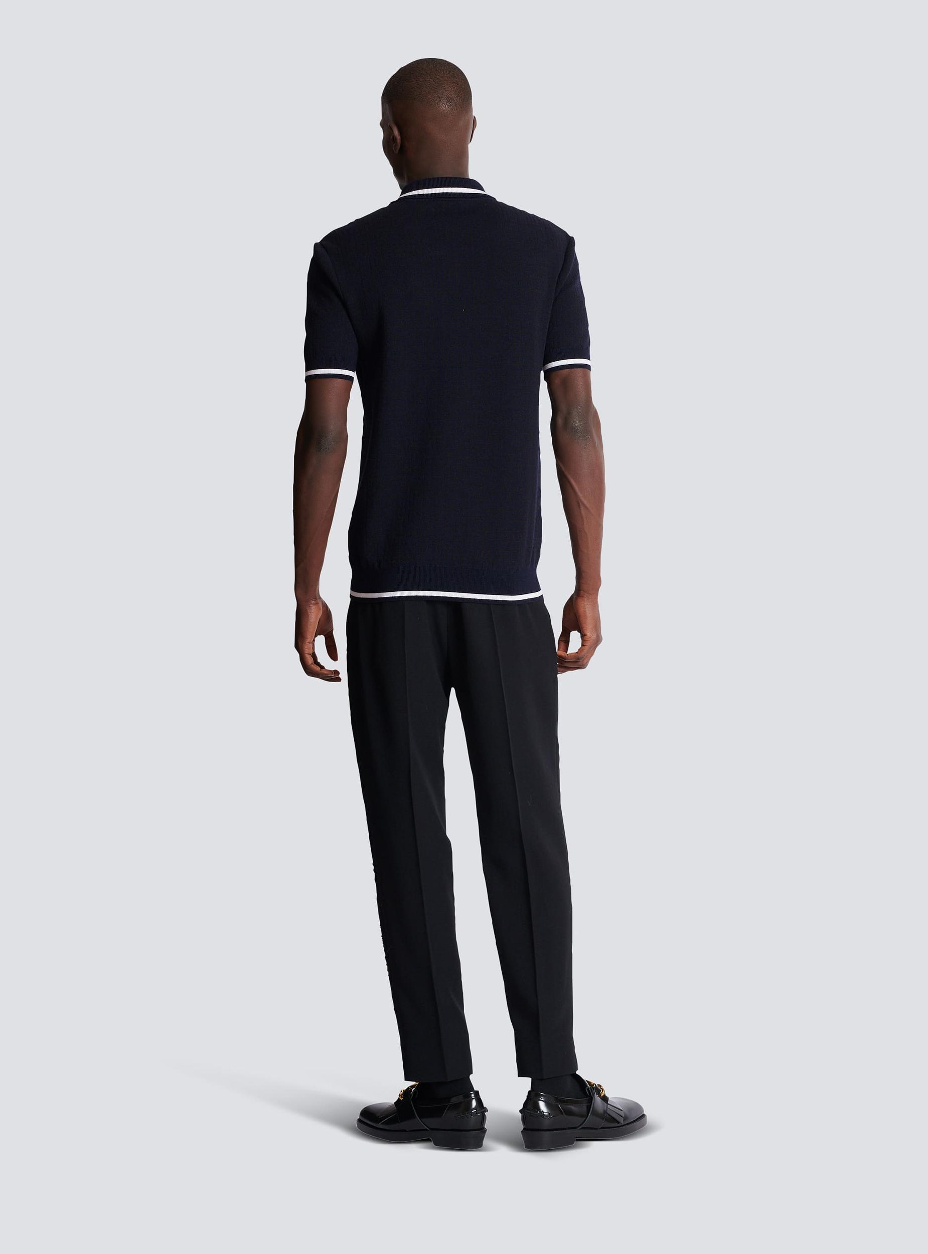 Monogrammed merino wool polo shirt Product Image