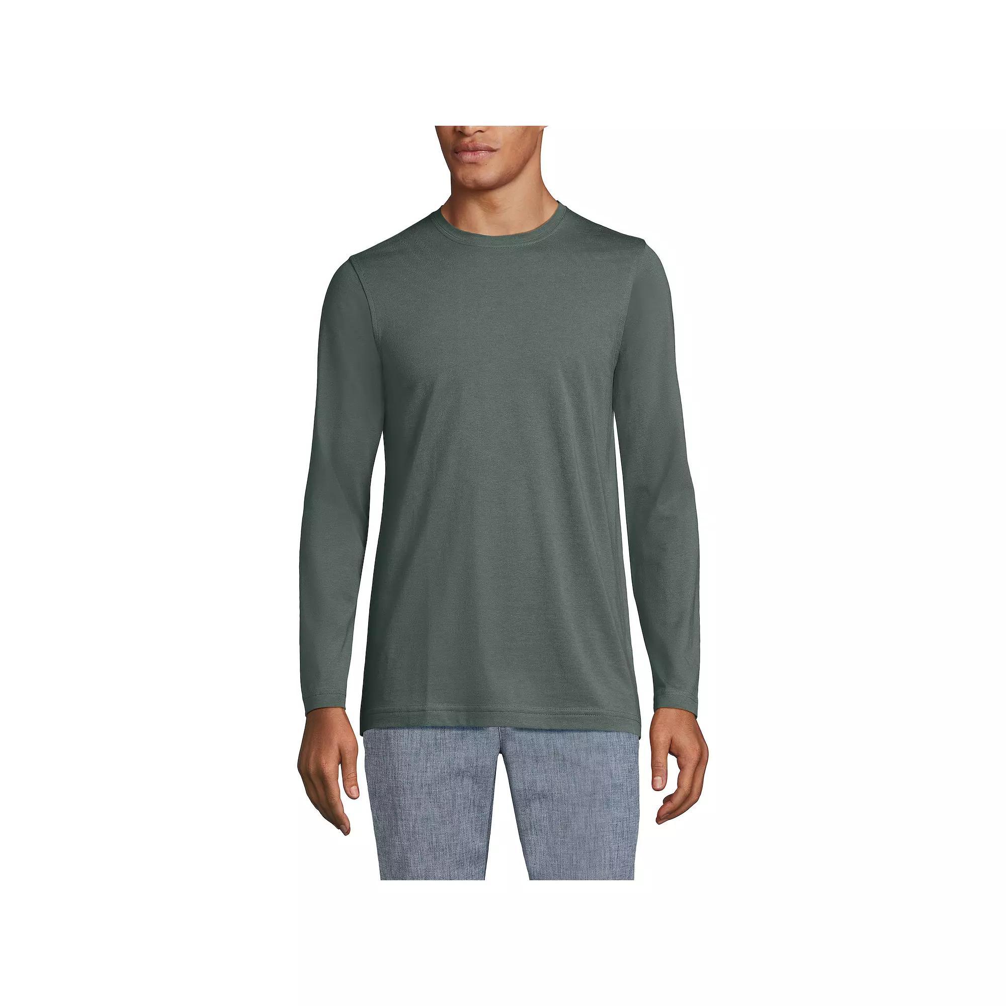 Big & Tall Lands' End Supima Crewneck Tee, Men's, Size: Large Tall, Pale Grey Blue Product Image