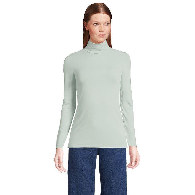 Women's Lands' End Lightweight Fitted Turtleneck, Size: Large, Pink Fog Product Image