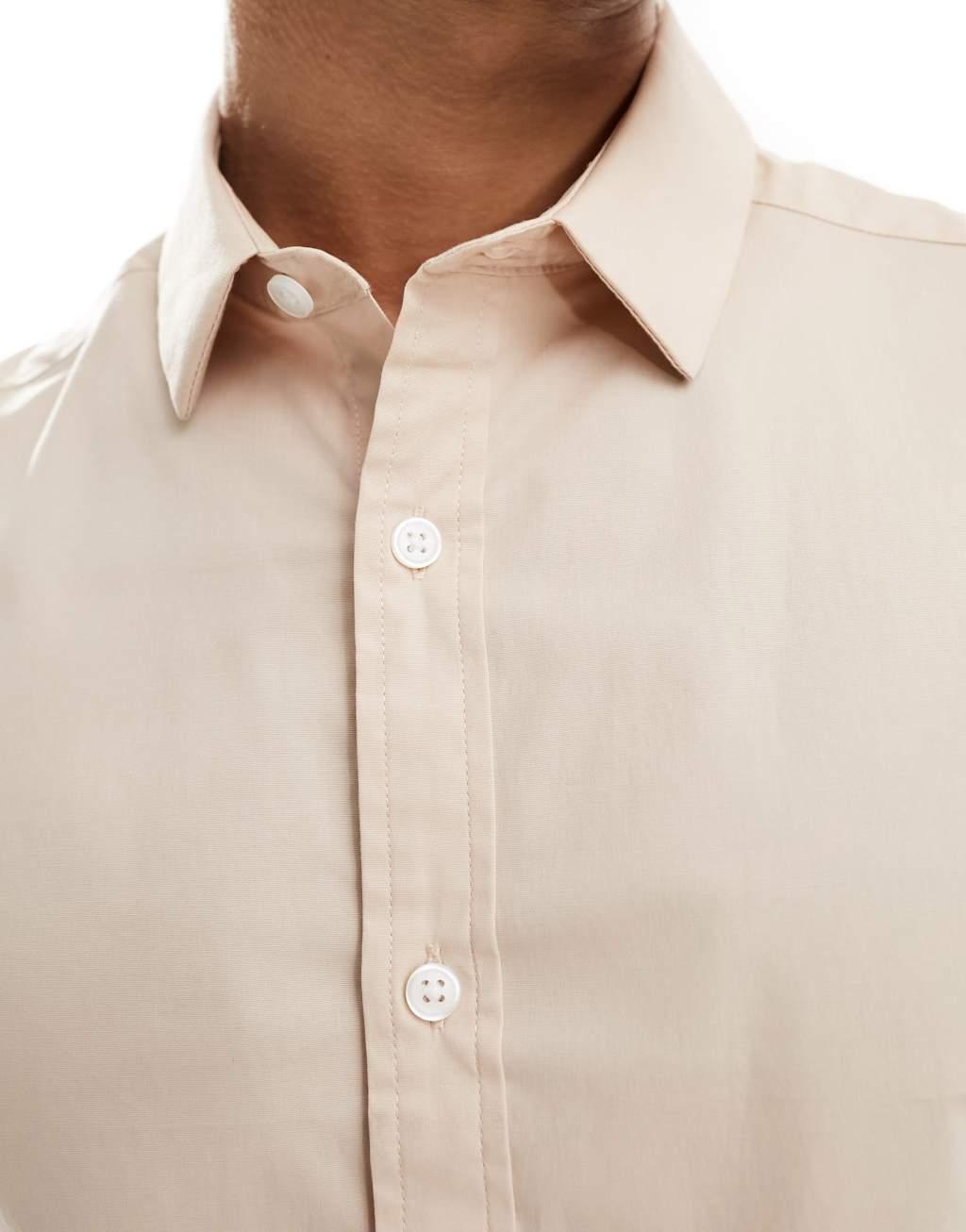 ASOS DESIGN skinny short sleeve poplin shirt Product Image