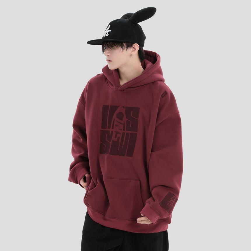 Lettering Loose Fit Hoodie Product Image