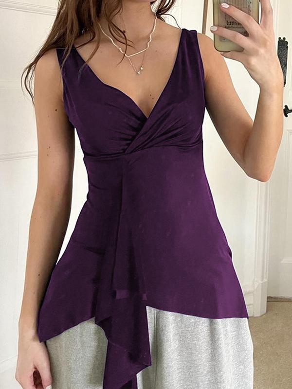 V-Neck Busty Ruffle Tank Top Product Image
