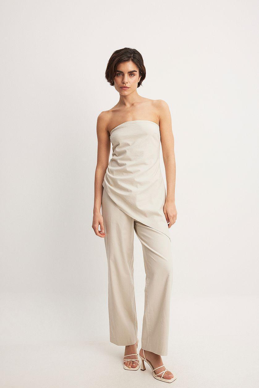 Bandeau Asymmetric Linen Blend Top Product Image